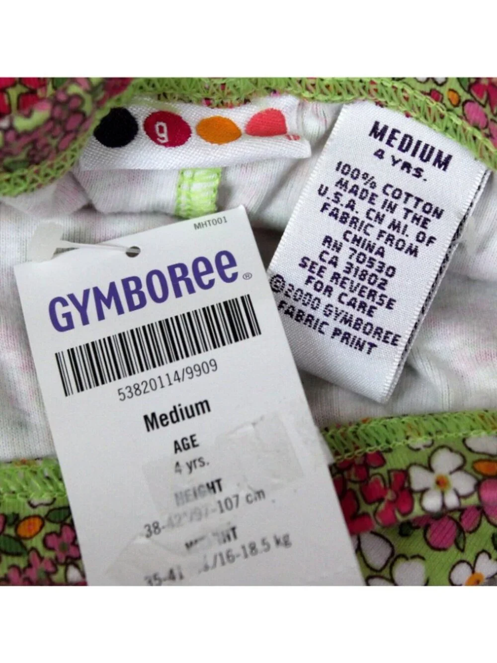 NEW 2000 Gymboree Floral Bike Shorts sz M XXL Girls Green Pink Daisy Spring